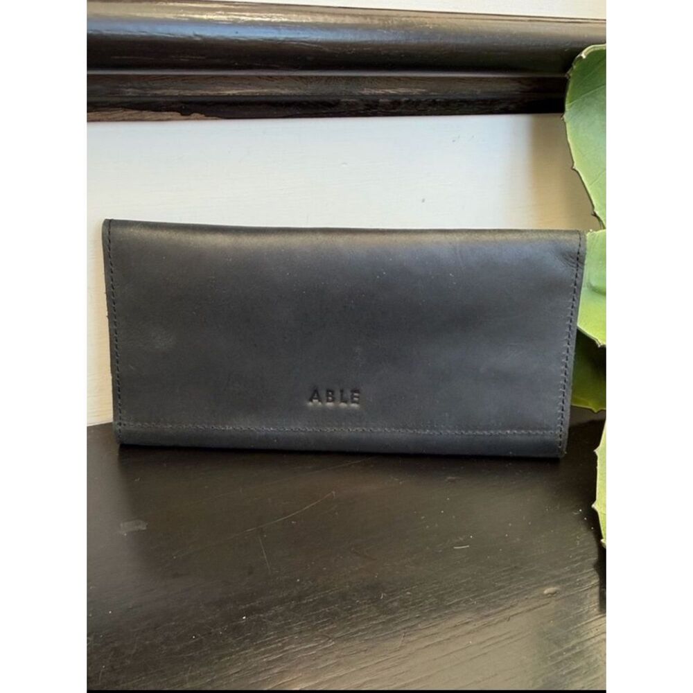 New ABLE genuine, leather trifold wallet soft luxurious minimalist black